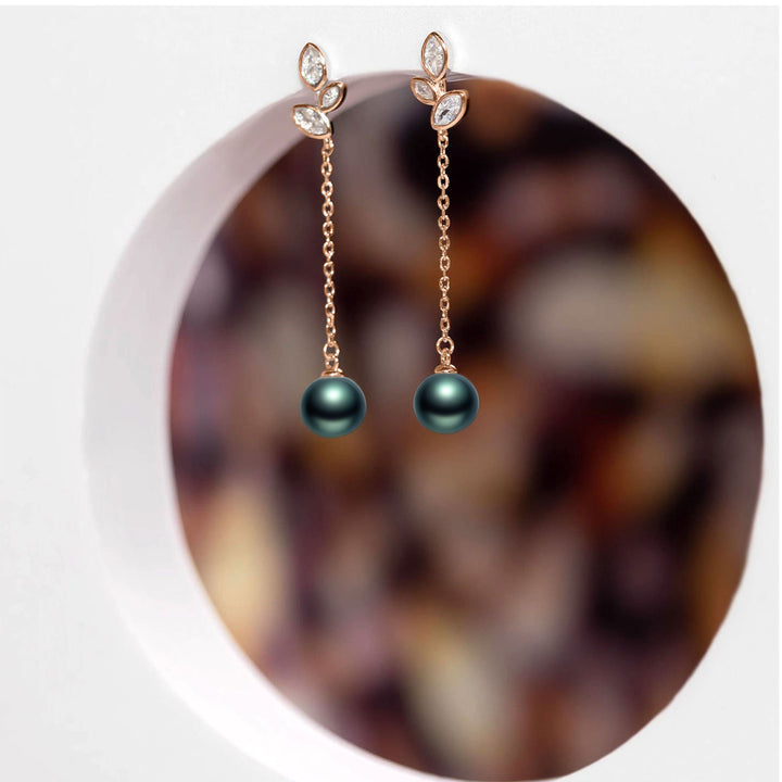 Elegant Tahitian Saltwater Pearl Earrings WE00399 - PEARLY LUSTRE