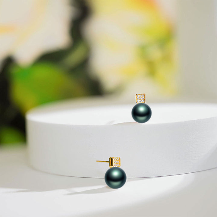 Elegant Tahitian Saltwater Pearl Earrings WE00401 - PEARLY LUSTRE