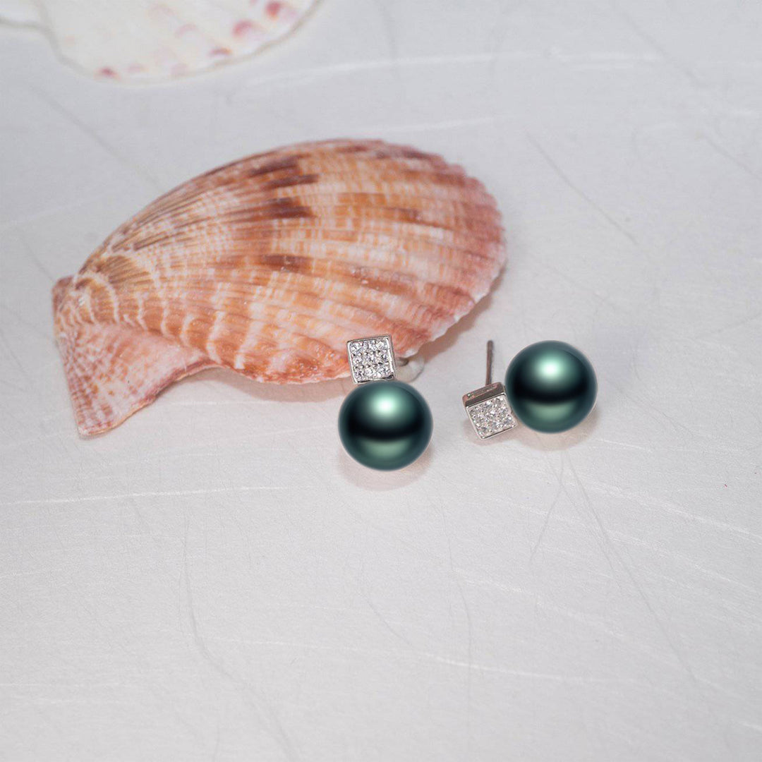 Elegant Tahitian Saltwater Pearl Earrings WE00402 - PEARLY LUSTRE