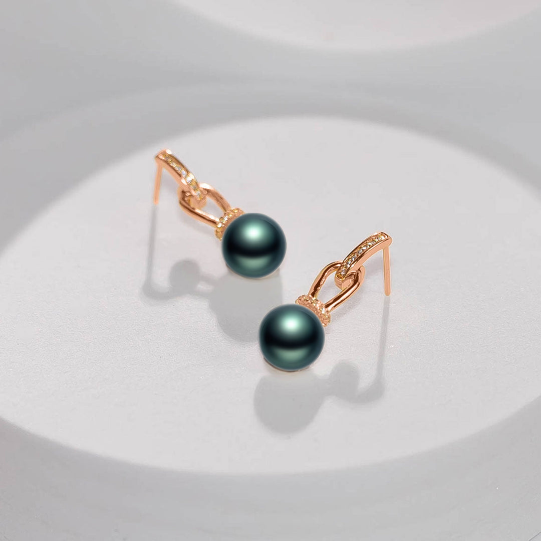 Elegant Tahitian Saltwater Pearl Earrings WE00405 - PEARLY LUSTRE