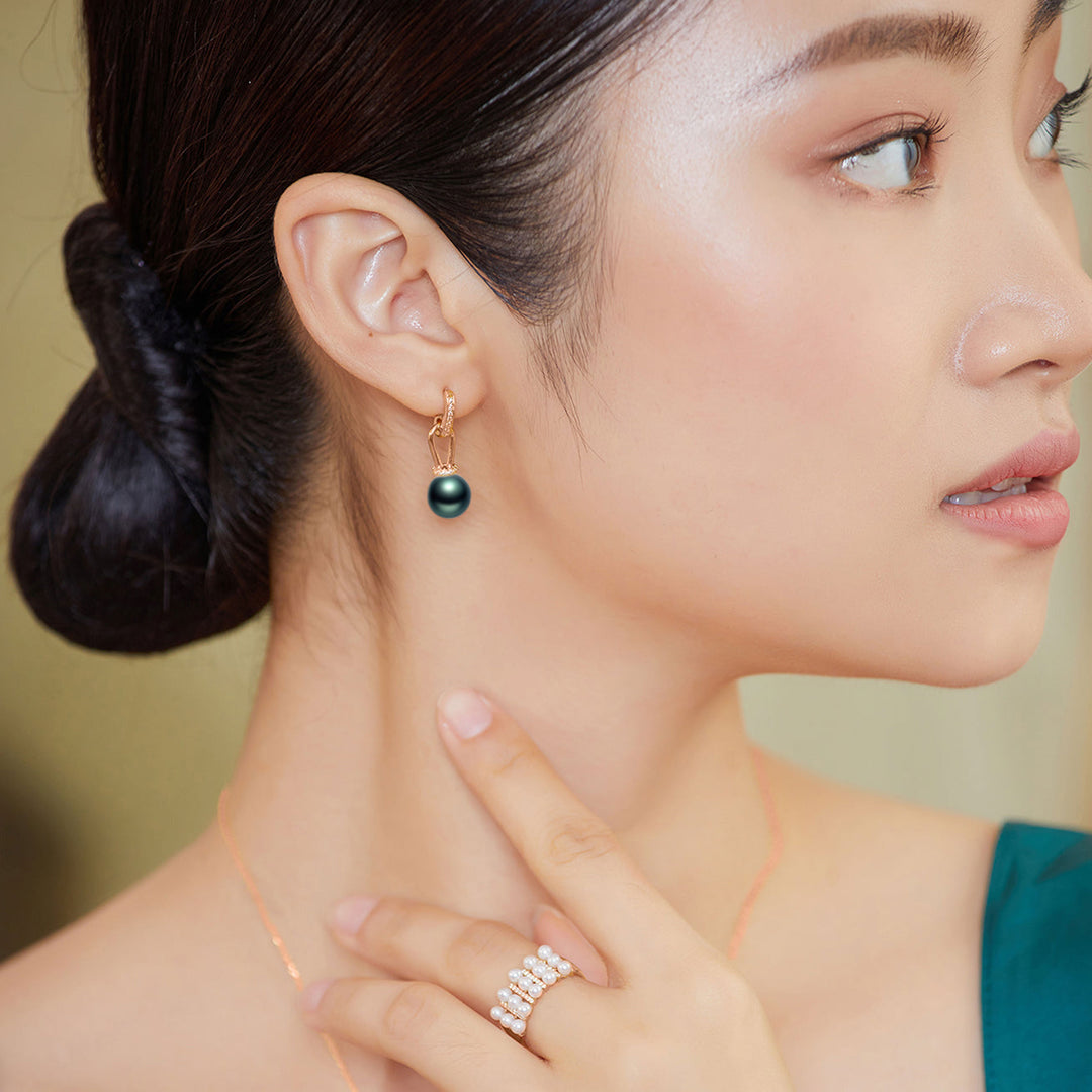 Elegant Tahitian Saltwater Pearl Earrings WE00405 - PEARLY LUSTRE