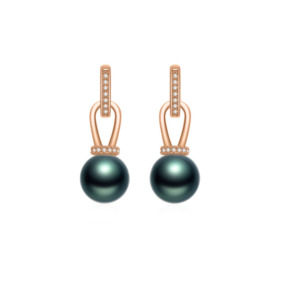 Elegant Tahitian Saltwater Pearl Earrings WE00405 - PEARLY LUSTRE