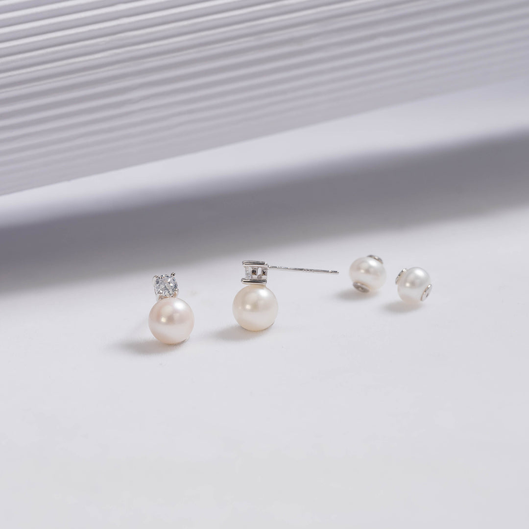 Elegant Freshwater Round Pearl Earrings WE00412 - PEARLY LUSTRE