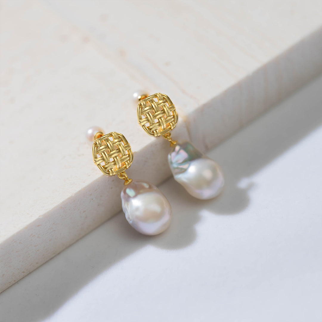 Elegant Baroque Pearl Earrings WE00416 - PEARLY LUSTRE