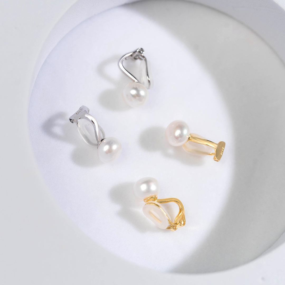 Elegant Freshwater Pearl Clip on Earrings WE00497 - PEARLY LUSTRE