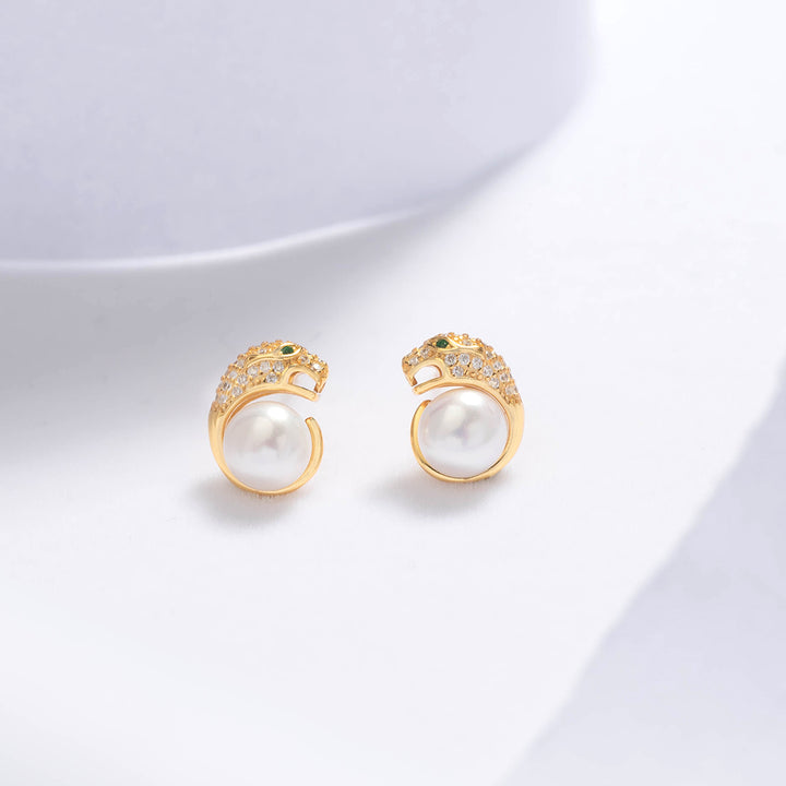 Leopard Freshwater Pearl Earrings WE00531 | RAINFOREST - PEARLY LUSTRE