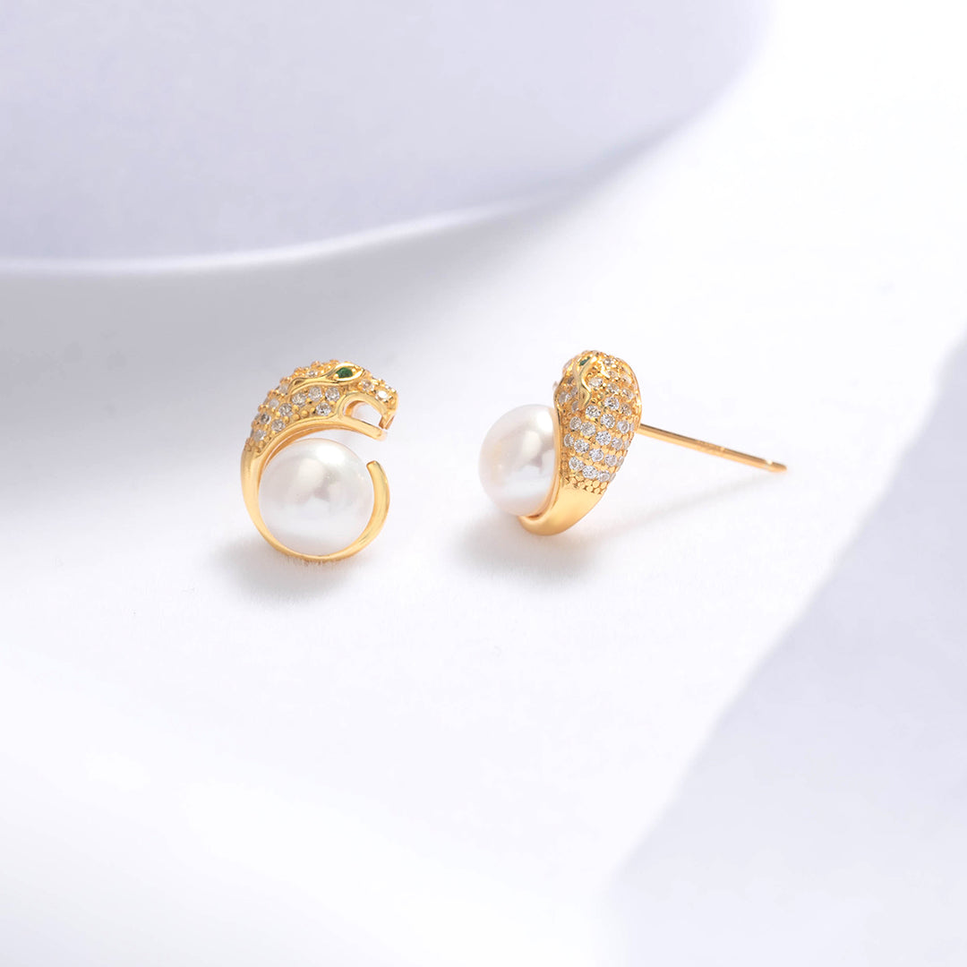 Leopard Freshwater Pearl Earrings WE00531 | RAINFOREST - PEARLY LUSTRE