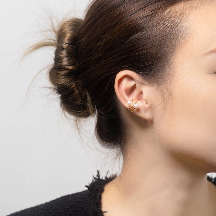 New Yorker Freshwater Pearl Earring Cuff WE00556 - PEARLY LUSTRE