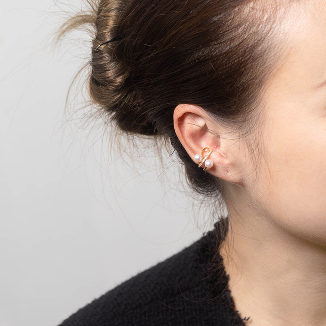 New Yorker Freshwater Pearl Earring Cuff WE00556 - PEARLY LUSTRE