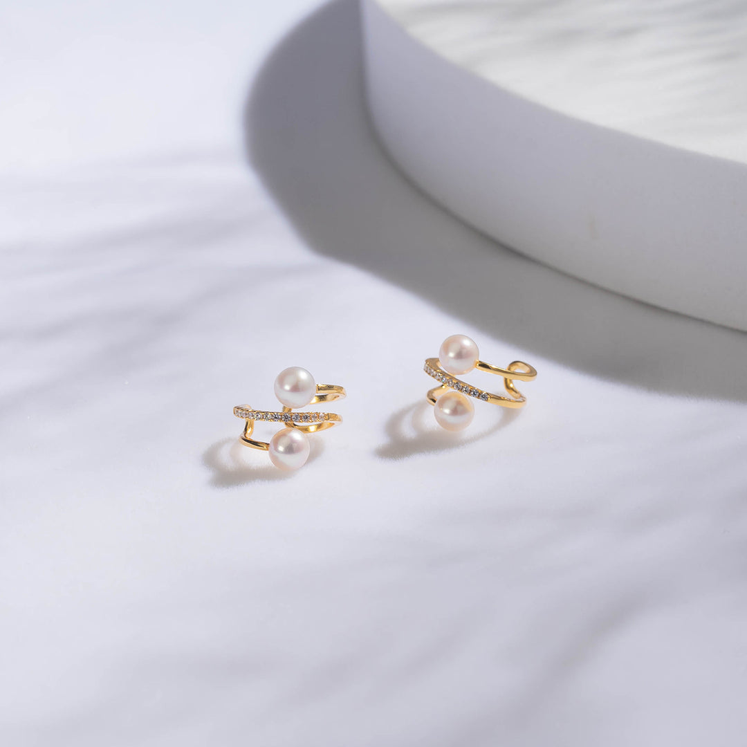 New Yorker Freshwater Pearl Earring Cuff WE00556 - PEARLY LUSTRE