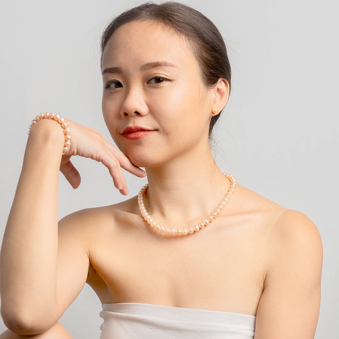 Top Grade Pink Freshwater Pearl Bracelet WB00185 - PEARLY LUSTRE