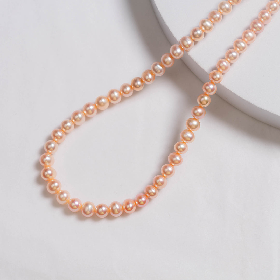 Elegant Pink Freshwater Pearl Necklace WN00195 - PEARLY LUSTRE