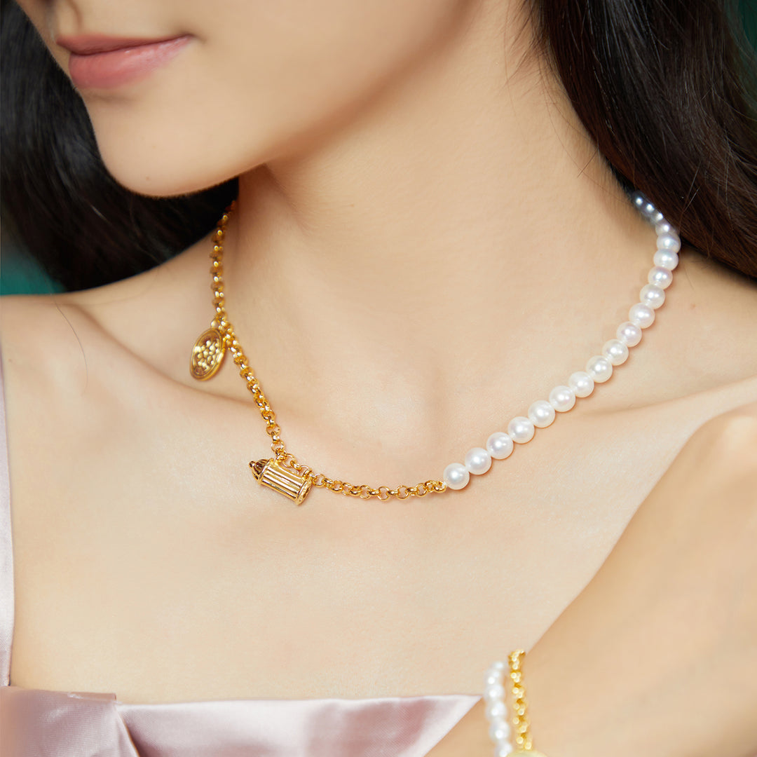 Asian Civilisations Museum Freshwater Pearl Necklace WN00213 | New Yorker Collection - PEARLY LUSTRE