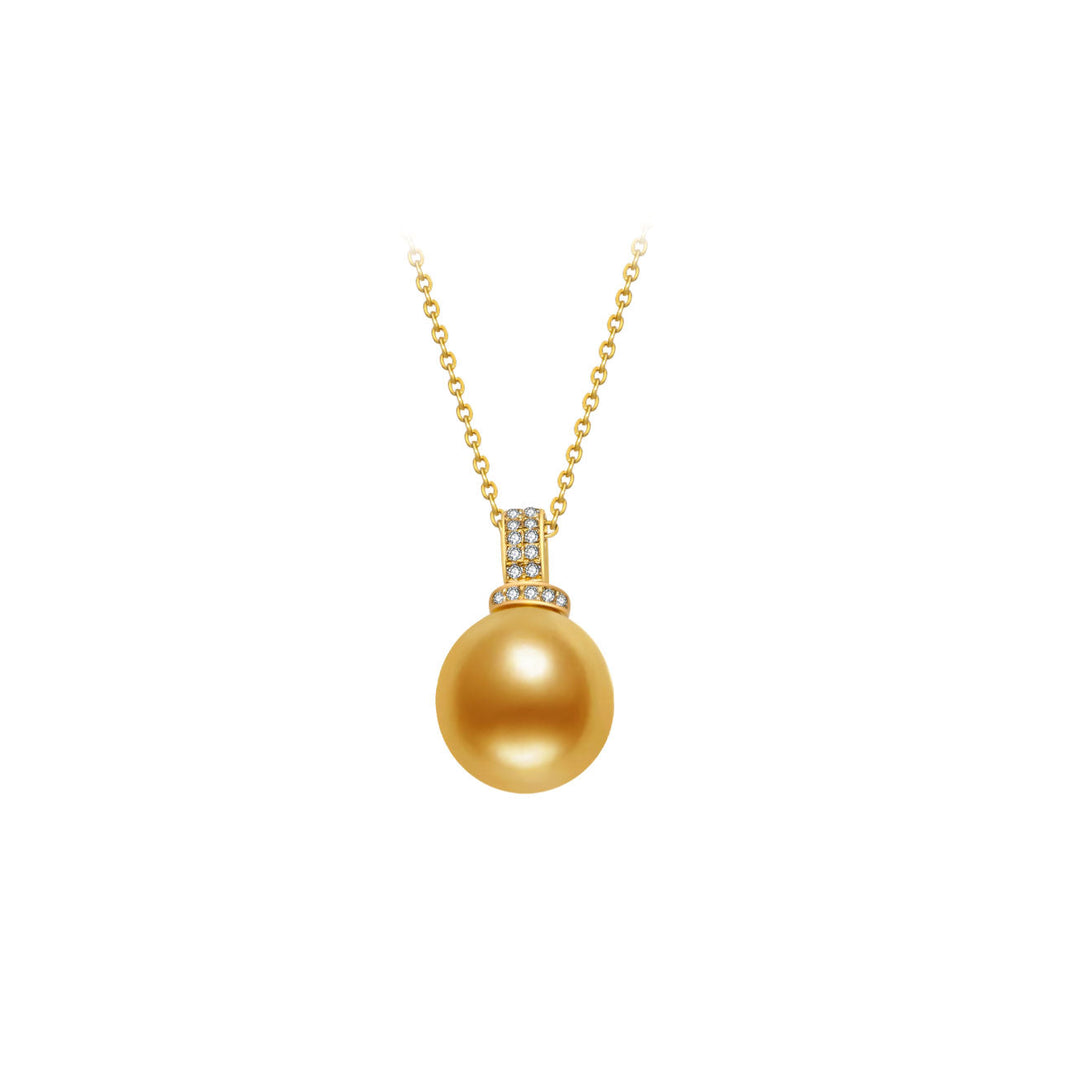 18K Solid Gold South Sea Golden Pearl Necklace KN00012 - PEARLY LUSTRE