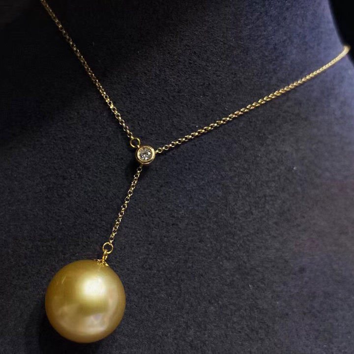 18K Solid Gold Pearl Necklace KN00014 - PEARLY LUSTRE