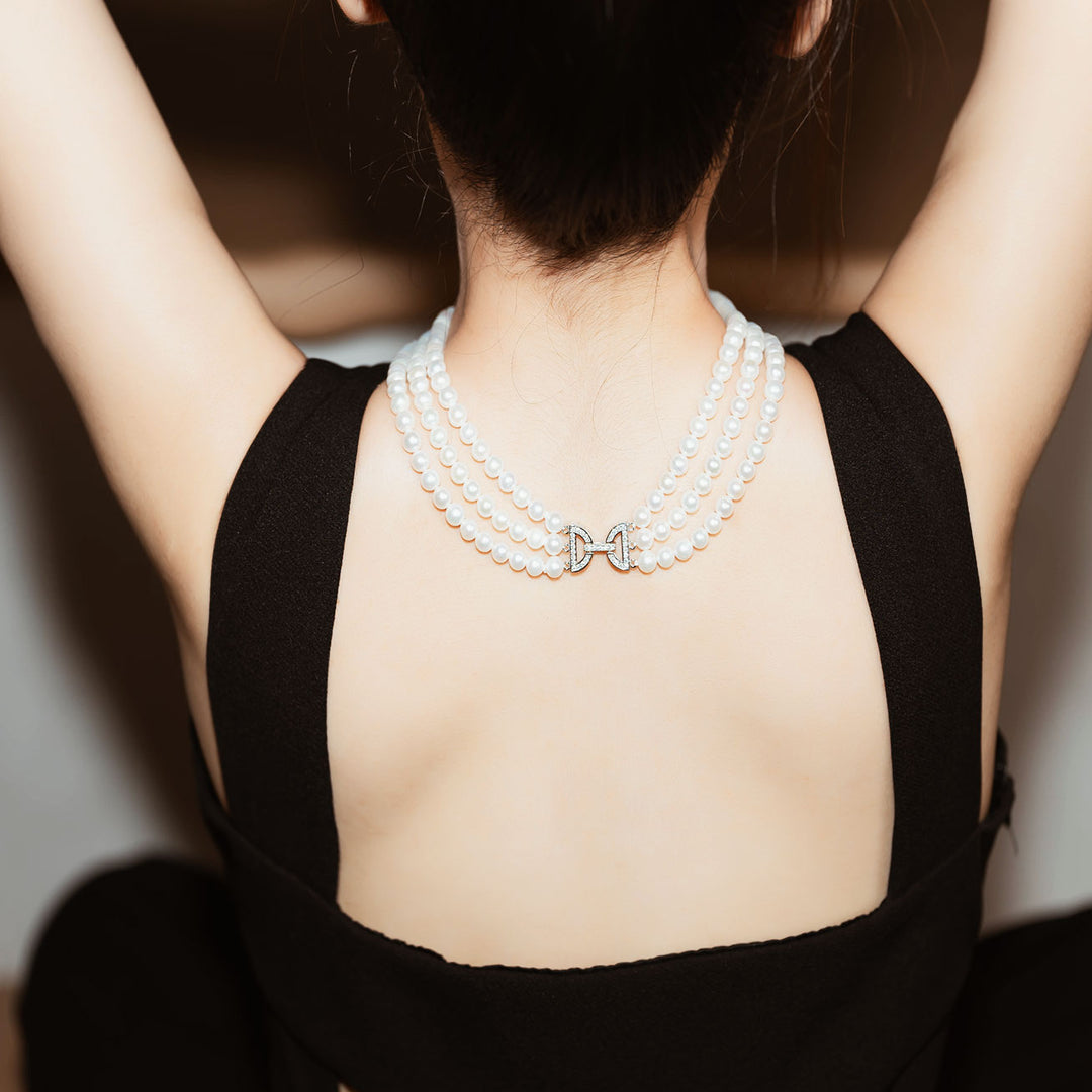 Princess Length 3-layer Freshwater Pearl Necklace WN00278 - PEARLY LUSTRE