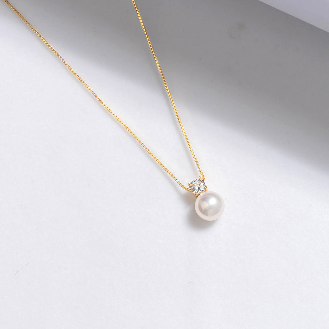 18K Solid Gold  Edison Pearl Necklace KN00041 - PEARLY LUSTRE