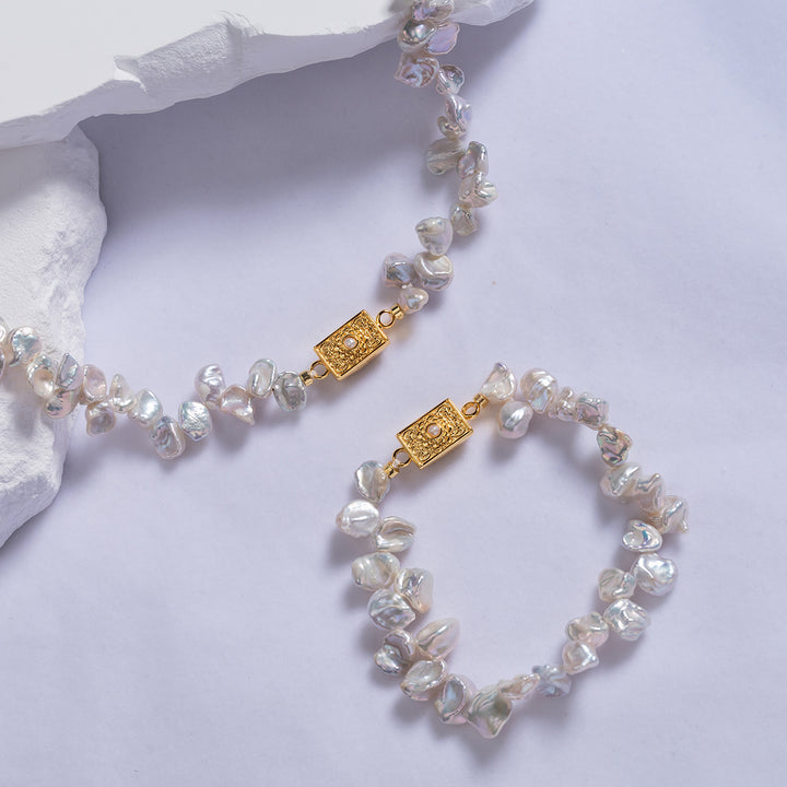 Elegant White Keshi Pearl Necklace WN00506 - PEARLY LUSTRE