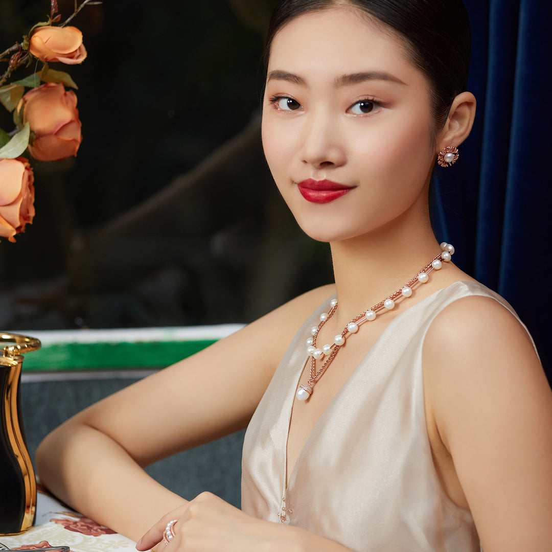 Asian Civilisations Museum Freshwater Pearl Necklace WN00218 | New Yorker Collection - PEARLY LUSTRE