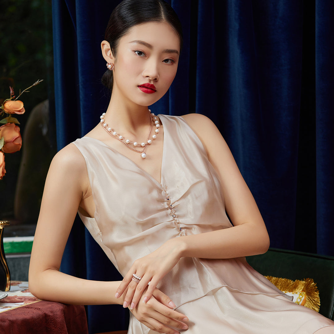 Asian Civilisations Museum Freshwater Pearl Necklace WN00218 | New Yorker Collection - PEARLY LUSTRE