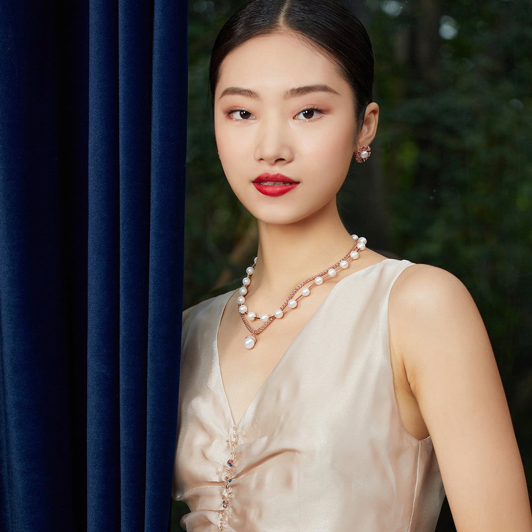Asian Civilisations Museum Freshwater Pearl Necklace WN00218 | New Yorker Collection - PEARLY LUSTRE