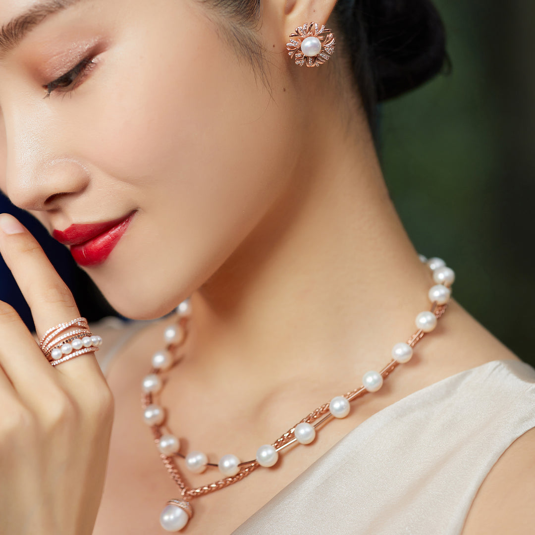 Asian Civilisations Museum Freshwater Pearl Necklace WN00218 | New Yorker Collection - PEARLY LUSTRE