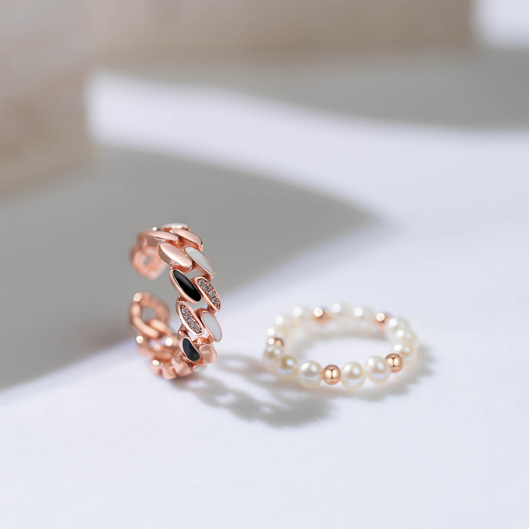 New Yorker Freshwater Pearl Duo Ring WR00103 | Mix&Match - PEARLY LUSTRE