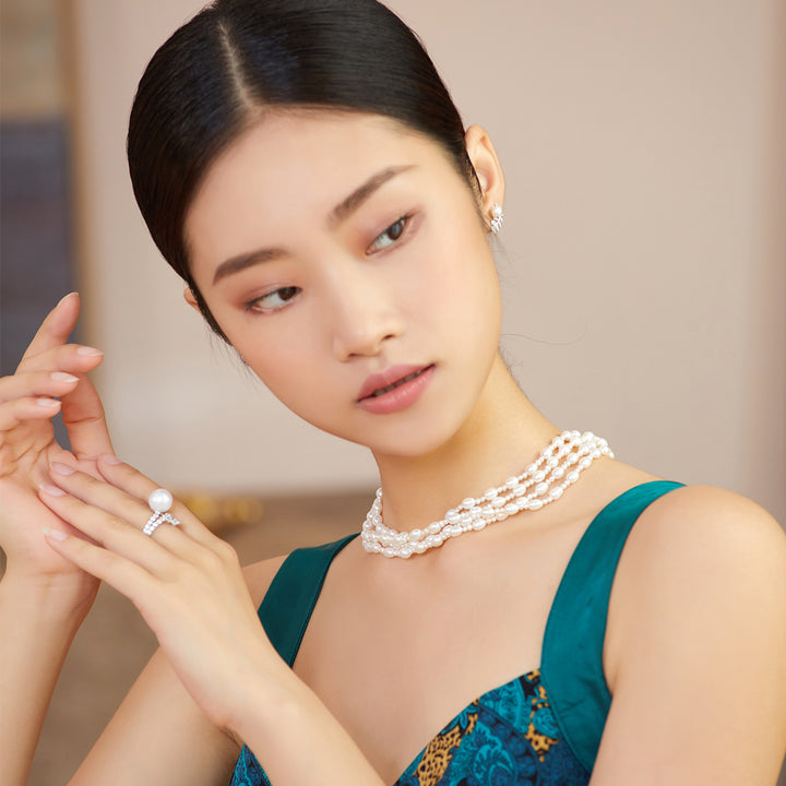 New Yorker Freshwater Pearl Necklace WN00288 - PEARLY LUSTRE
