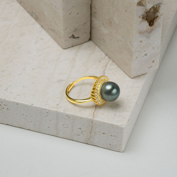 Elegant Tahitian Saltwater Pearl Ring WR00115 - PEARLY LUSTRE