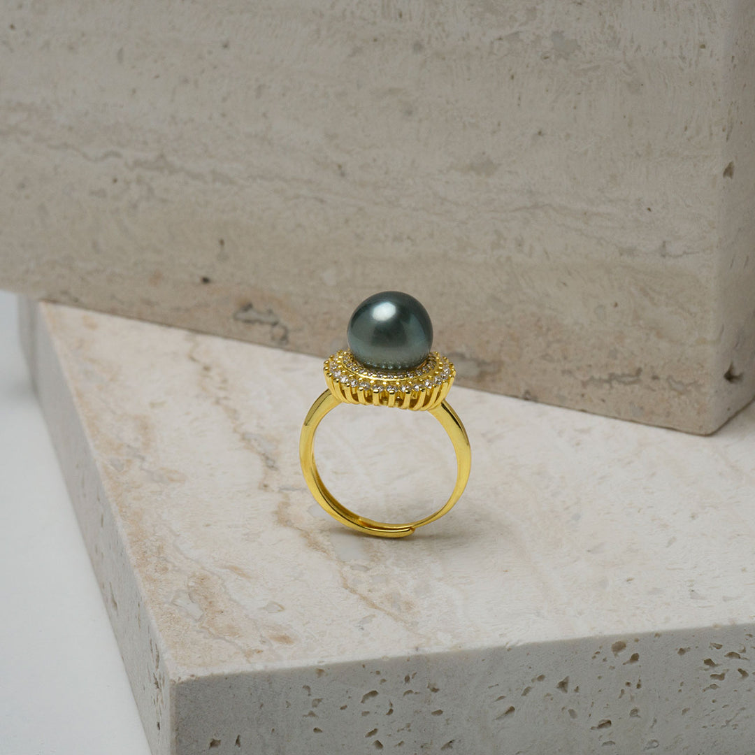 Elegant Tahitian Saltwater Pearl Ring WR00115 - PEARLY LUSTRE