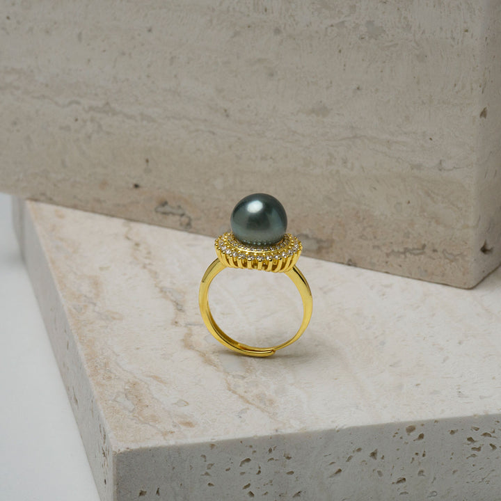 Elegant Tahitian Saltwater Pearl Ring WR00115 - PEARLY LUSTRE