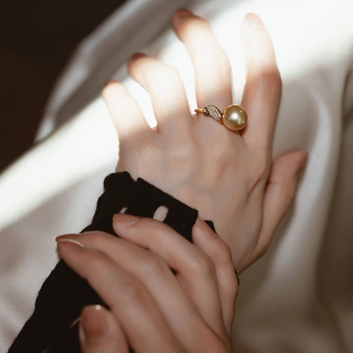 18K Gold South Sea Golden Pearl Ring KR00014 - PEARLY LUSTRE