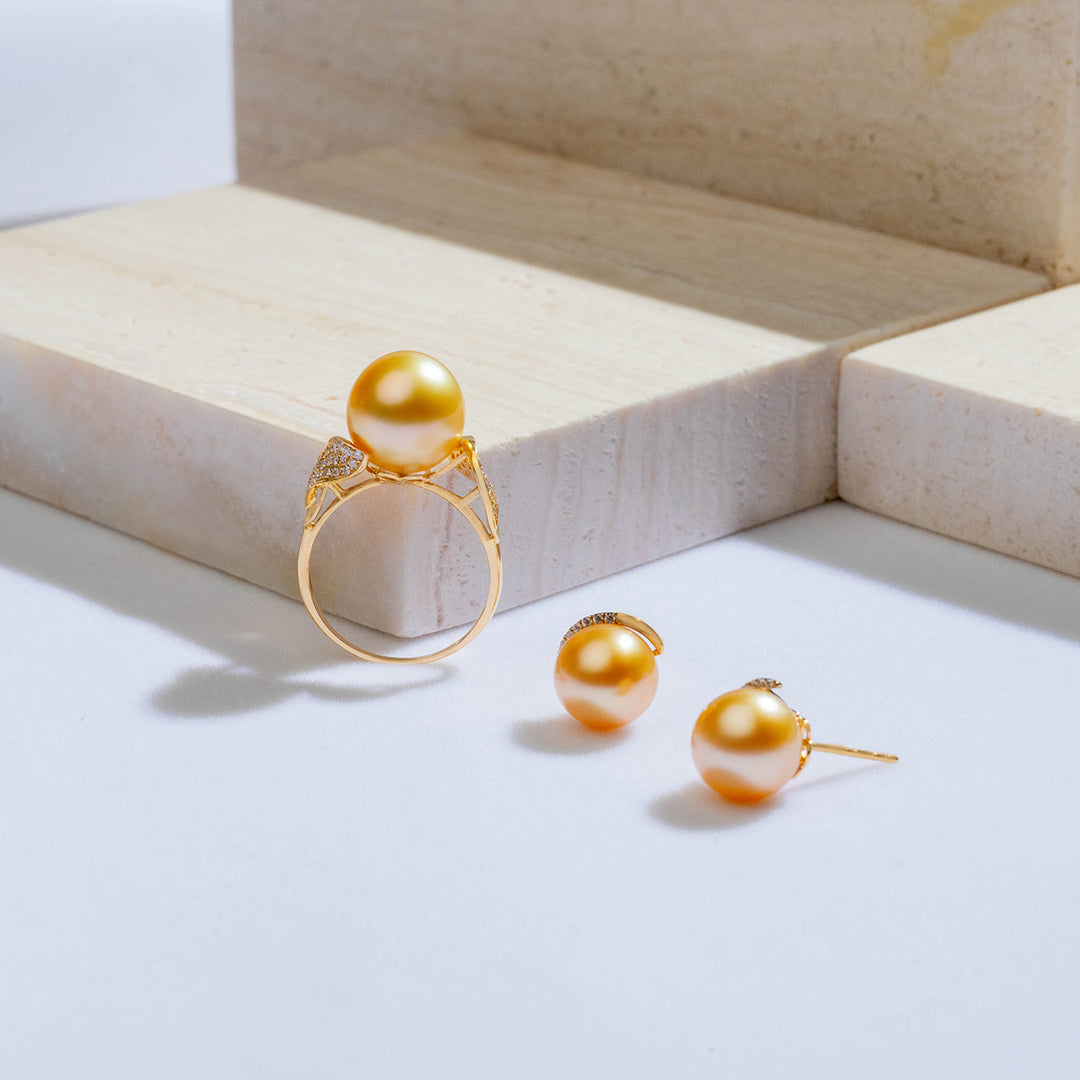 18K Gold South Sea Golden Pearl Ring KR00014 - PEARLY LUSTRE