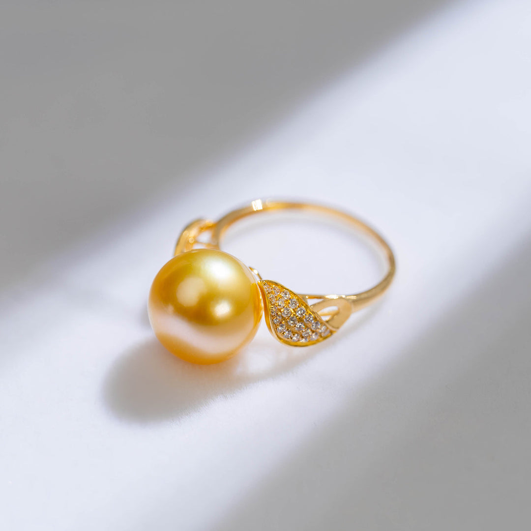 18K Gold South Sea Golden Pearl Ring KR00014 - PEARLY LUSTRE
