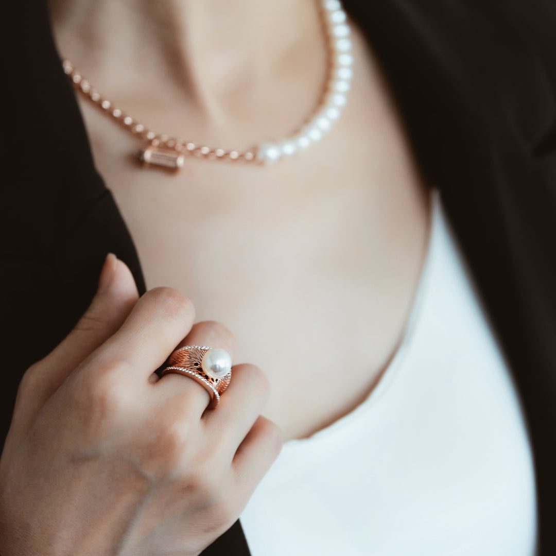 Elegant Freshwater Pearl Ring WR00139 - PEARLY LUSTRE