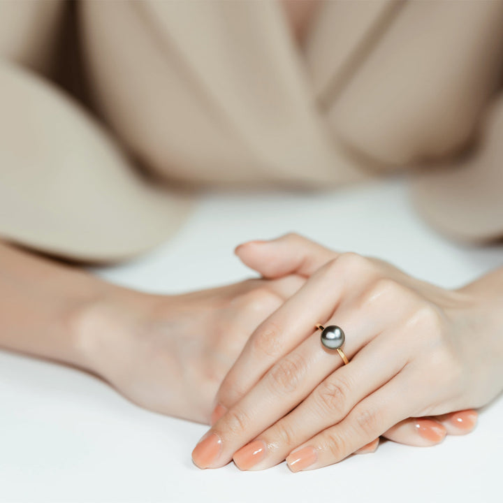 18K Solid Gold Interchangeable Freshwater Pearl Ring KR00015 | Possibilities - PEARLY LUSTRE