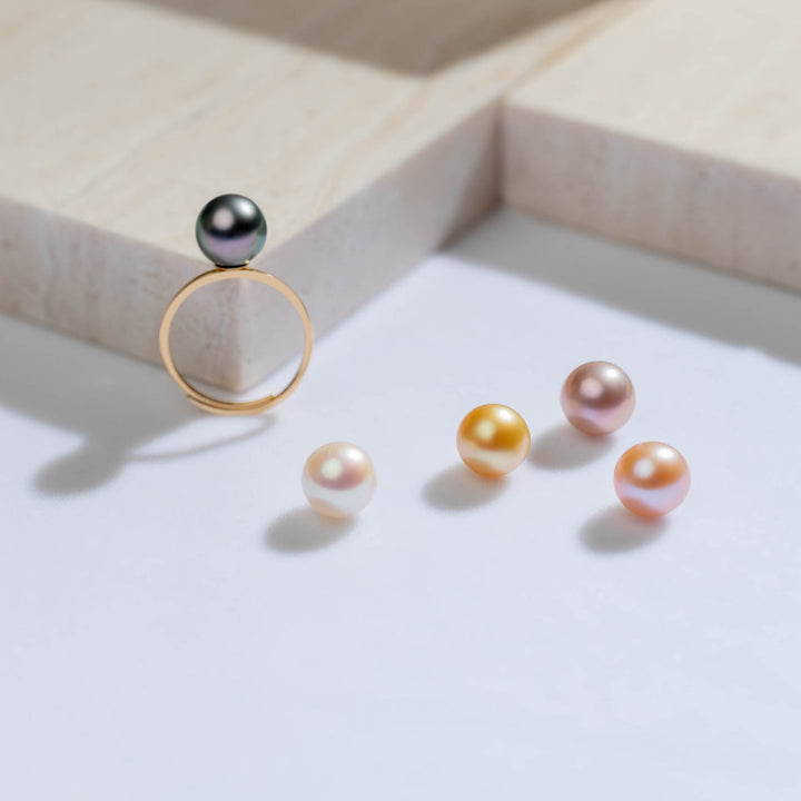 18K Solid Gold Interchangeable Freshwater Pearl Ring KR00015 | Possibilities - PEARLY LUSTRE