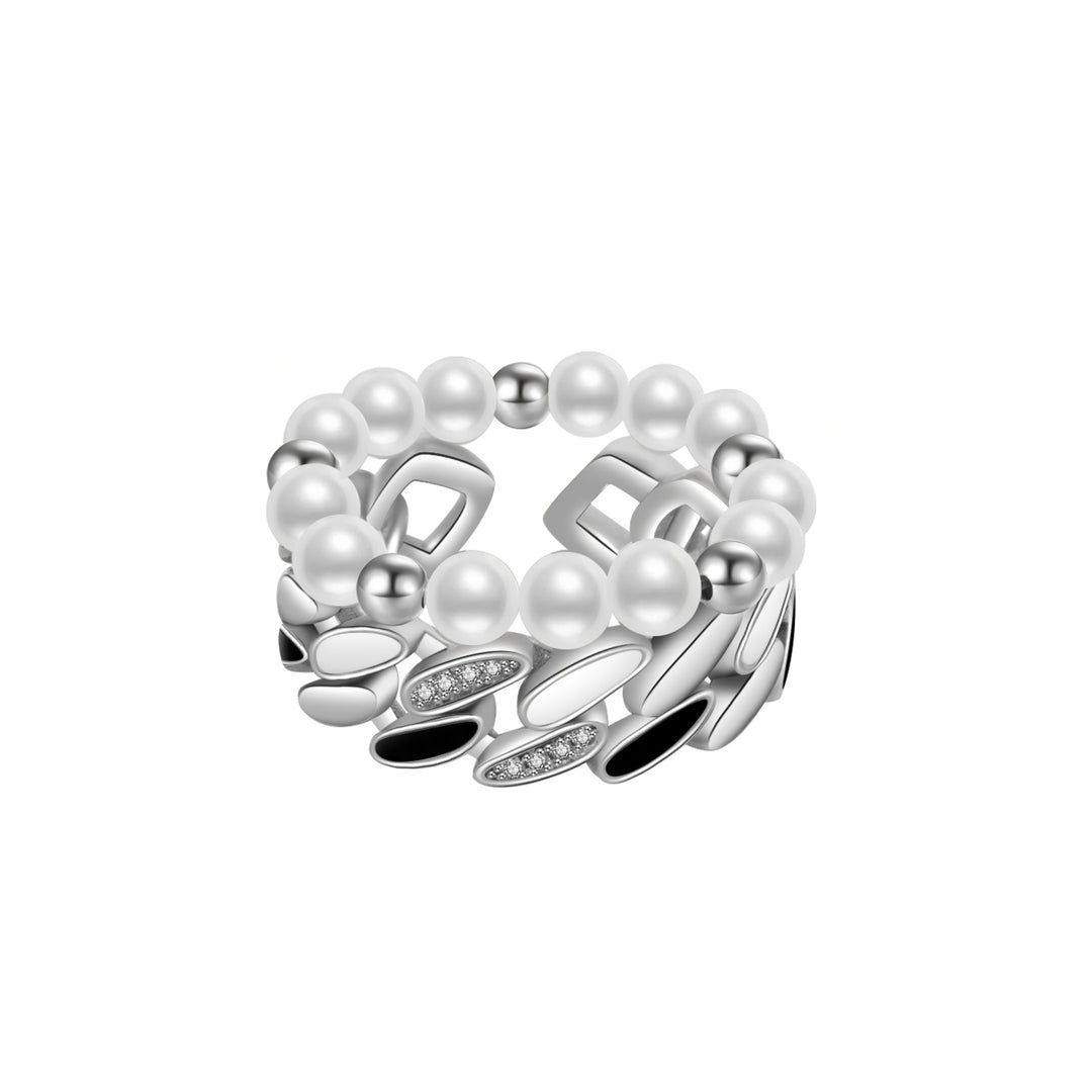 New Yorker Freshwater Pearl Duo Ring WR00151 | Mix & Match - PEARLY LUSTRE