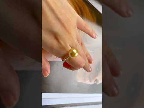 18K Solid Gold South Sea Golden Pearl Ring KR00017