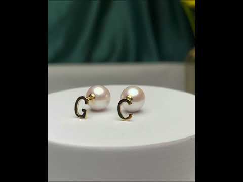 Personalized Alphabet 18K Solid Gold Edison Pearl Earrings KE00013