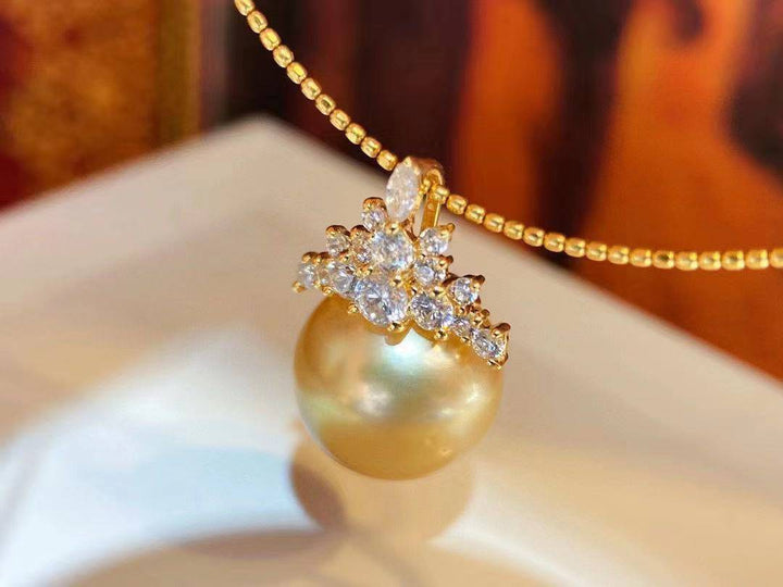 18K Solid Gold Pearl Necklace KN00005 - PEARLY LUSTRE