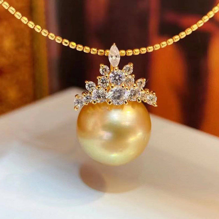 18K Solid Gold Pearl Necklace KN00005 - PEARLY LUSTRE