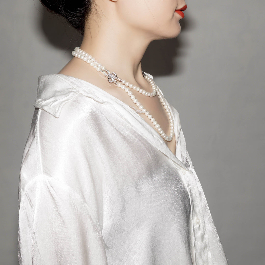 Princess Length 2-layer Freshwater Pearl Necklace WN00227 - PEARLY LUSTRE