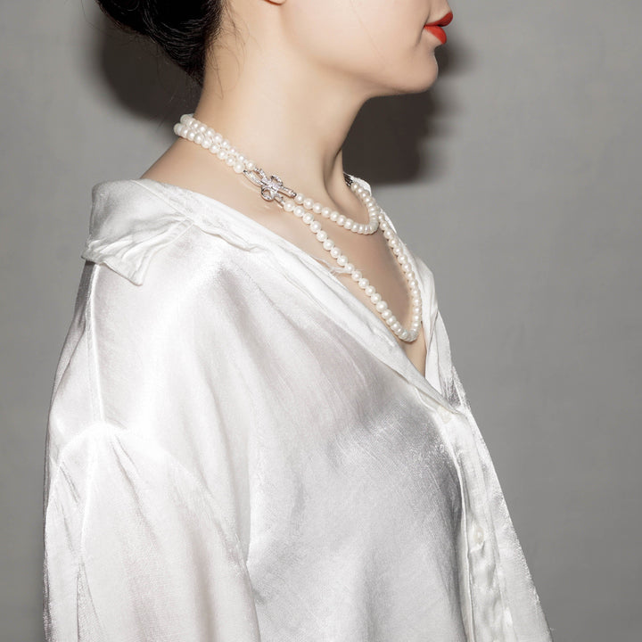 Princess Length 2-layer Freshwater Pearl Necklace WN00227 - PEARLY LUSTRE