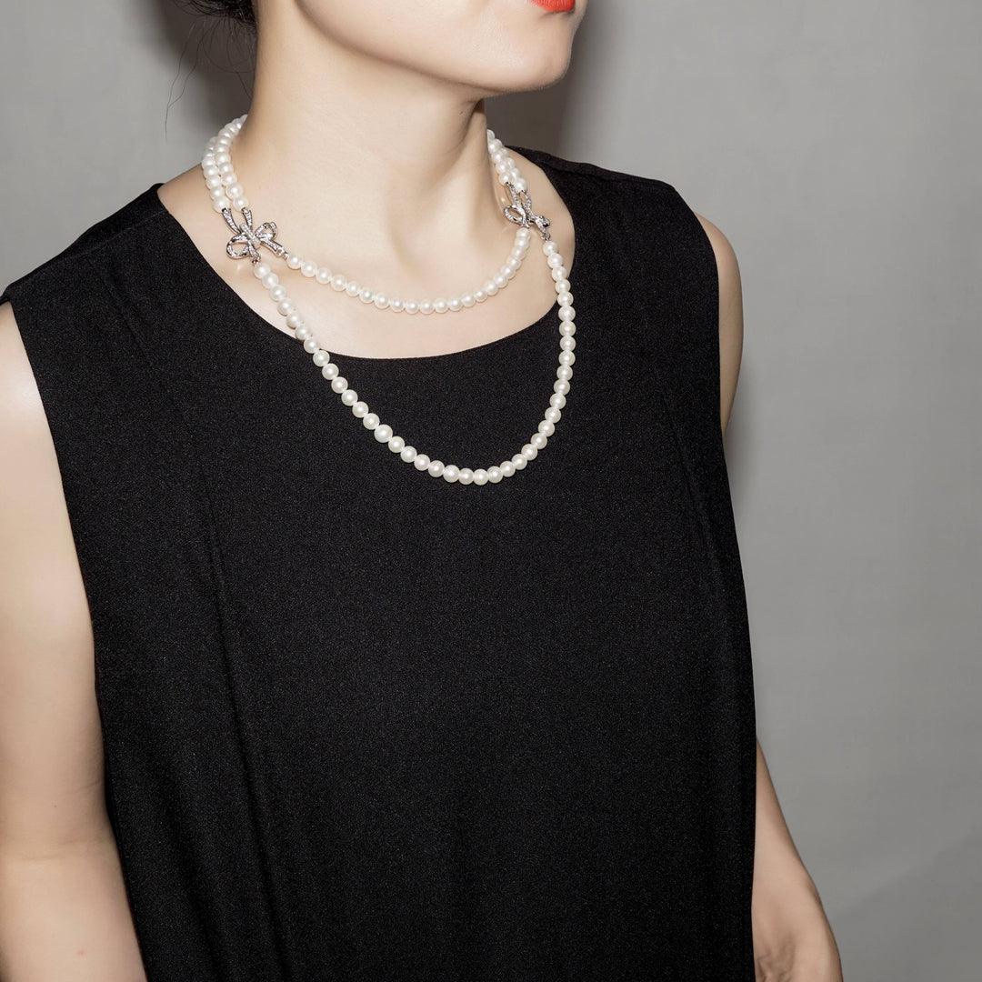 Princess Length 2-layer Freshwater Pearl Necklace WN00227 - PEARLY LUSTRE