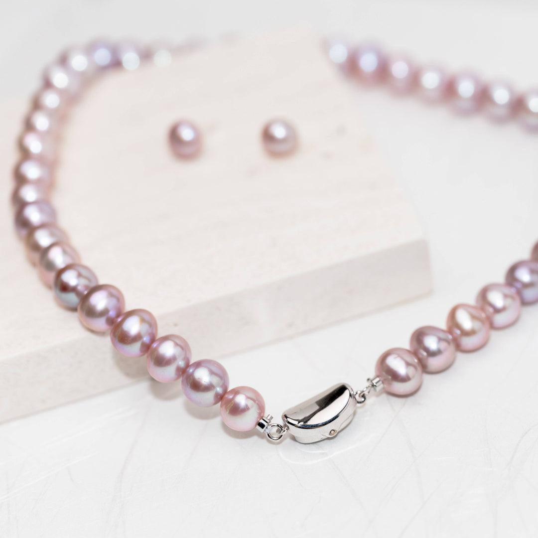 Elegant Purple Freshwater Pearl Set WS00064 - PEARLY LUSTRE