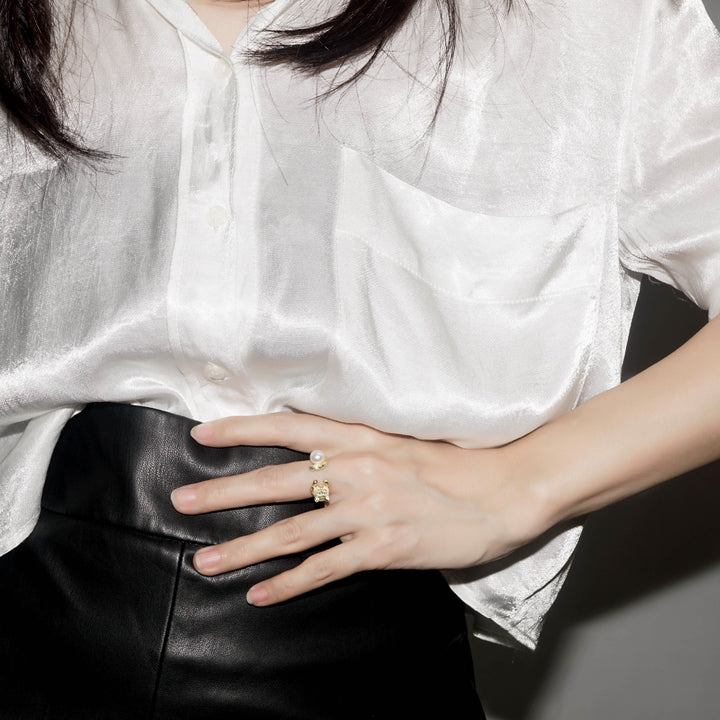 New Yorker Freshwater Pearl Ring WR00107 - PEARLY LUSTRE