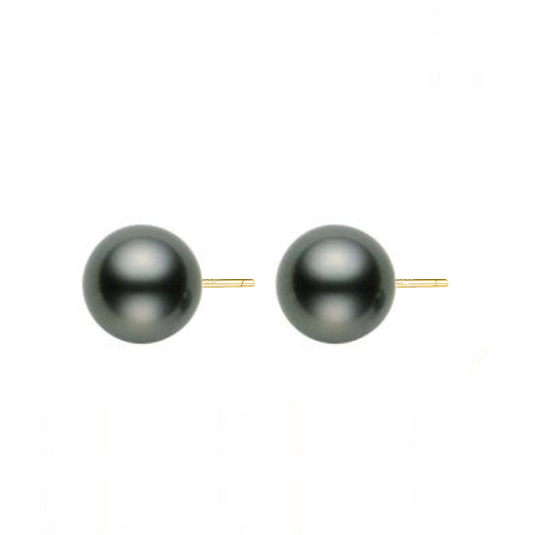 Elegant 18K Gold﻿ Top Grade Tahitian LAGOON Pearl Stud Earrings KE00015 - PEARLY LUSTRE