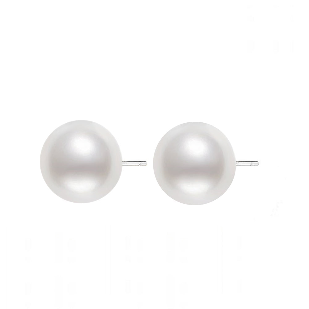 18K Gold﻿ Top Grade Freshwater White Pearl Stud Earrings KE00023 - PEARLY LUSTRE