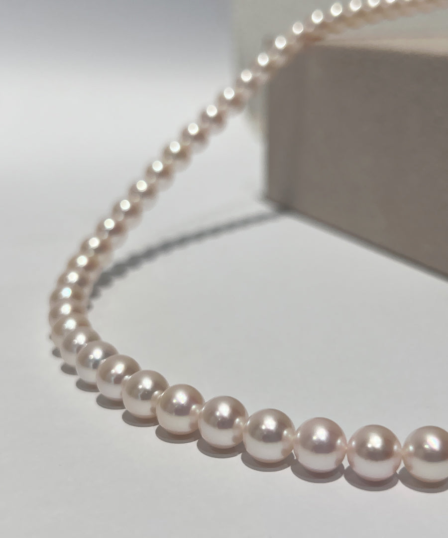 Japanese Akoya pearl necklace white 8.5-9mm lustrous with 14k gold clasp  AAA - Melbourne Pearls